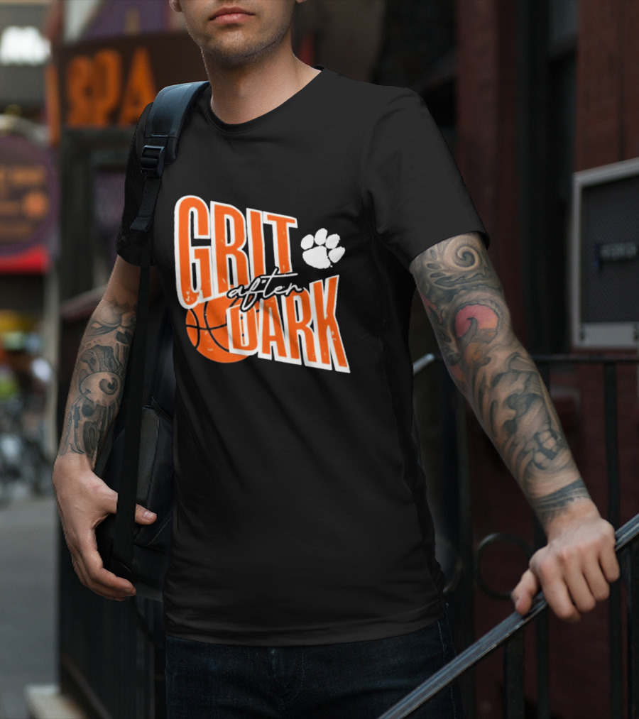 Clemson Tigers Grit After Dark Basketball With Paw Icon T-Shirt