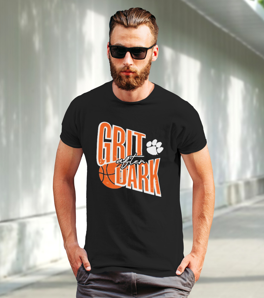 Clemson Tigers Grit After Dark Basketball With Paw Icon T-Shirt