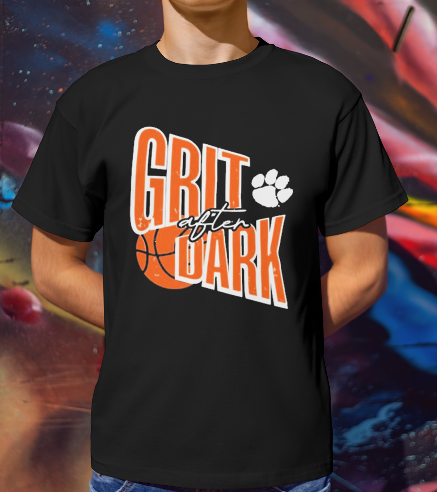 Clemson Tigers Grit After Dark Basketball With Paw Icon T-Shirt