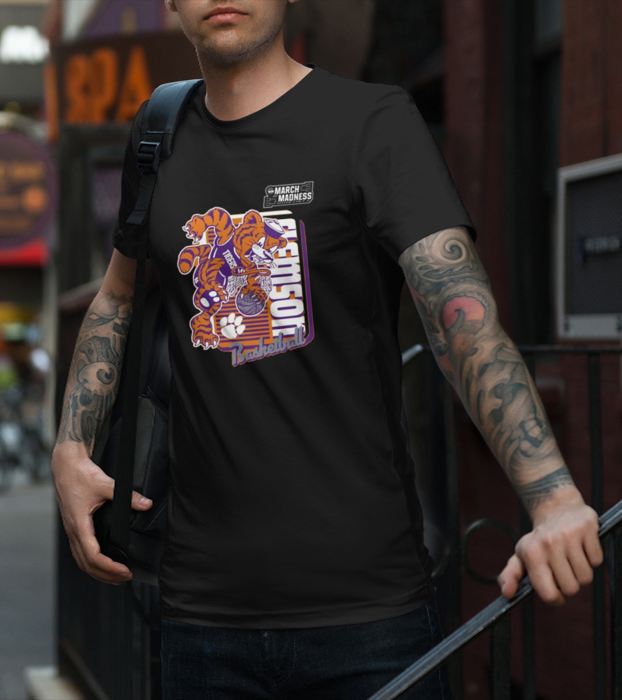 Clemson Basketball March Madness Dunking Tiger Mascot T-Shirt