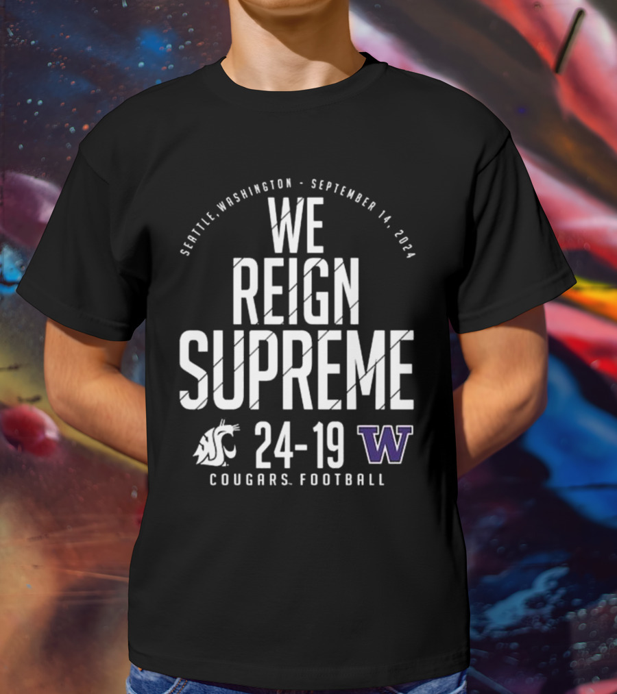 Crimson Washington State Cougars Vs. Washington Huskies Score T-Shirt