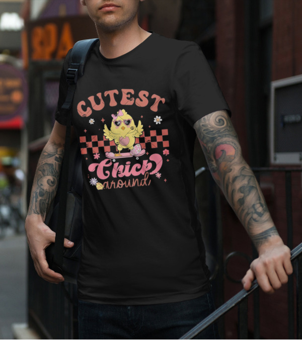 Cutest Chick Around Retro Chicken Easter Egg Hunt T-Shirt