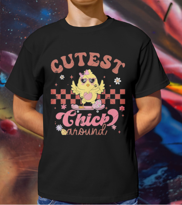 Cutest Chick Around Retro Chicken Easter Egg Hunt T-Shirt