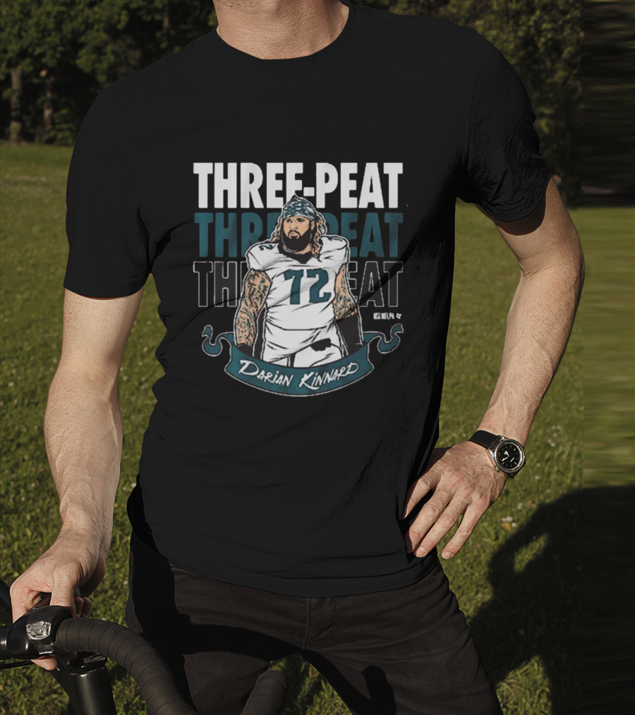 Darian Kinnard Three-Peat Philadelphia Eagles NFL Football T-Shirt