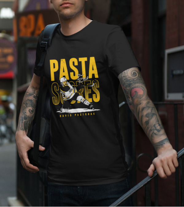 David Pastrnak Boston Bruins NHL Hockey Pasta Scores Signature Vintage T-Shirt