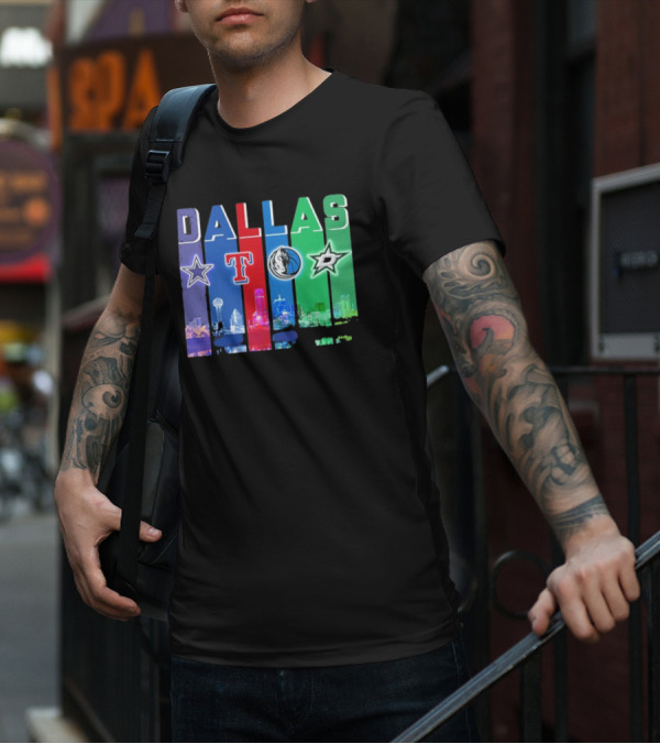Dallas Retro Skyline Sports Teams Logo T-Shirt