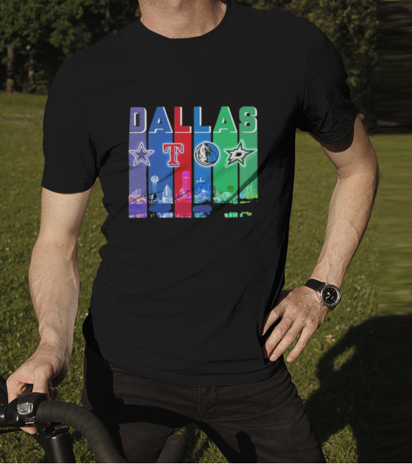 Dallas Retro Skyline Sports Teams Logo T-Shirt