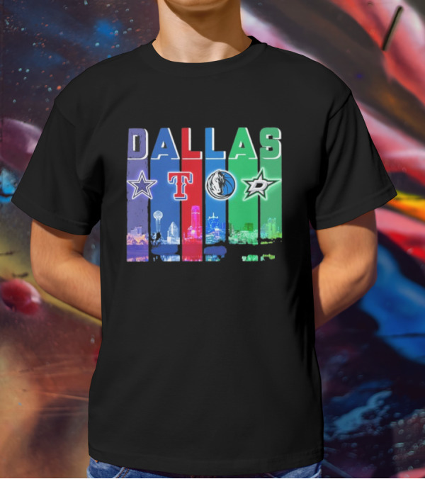 Dallas Retro Skyline Sports Teams Logo T-Shirt