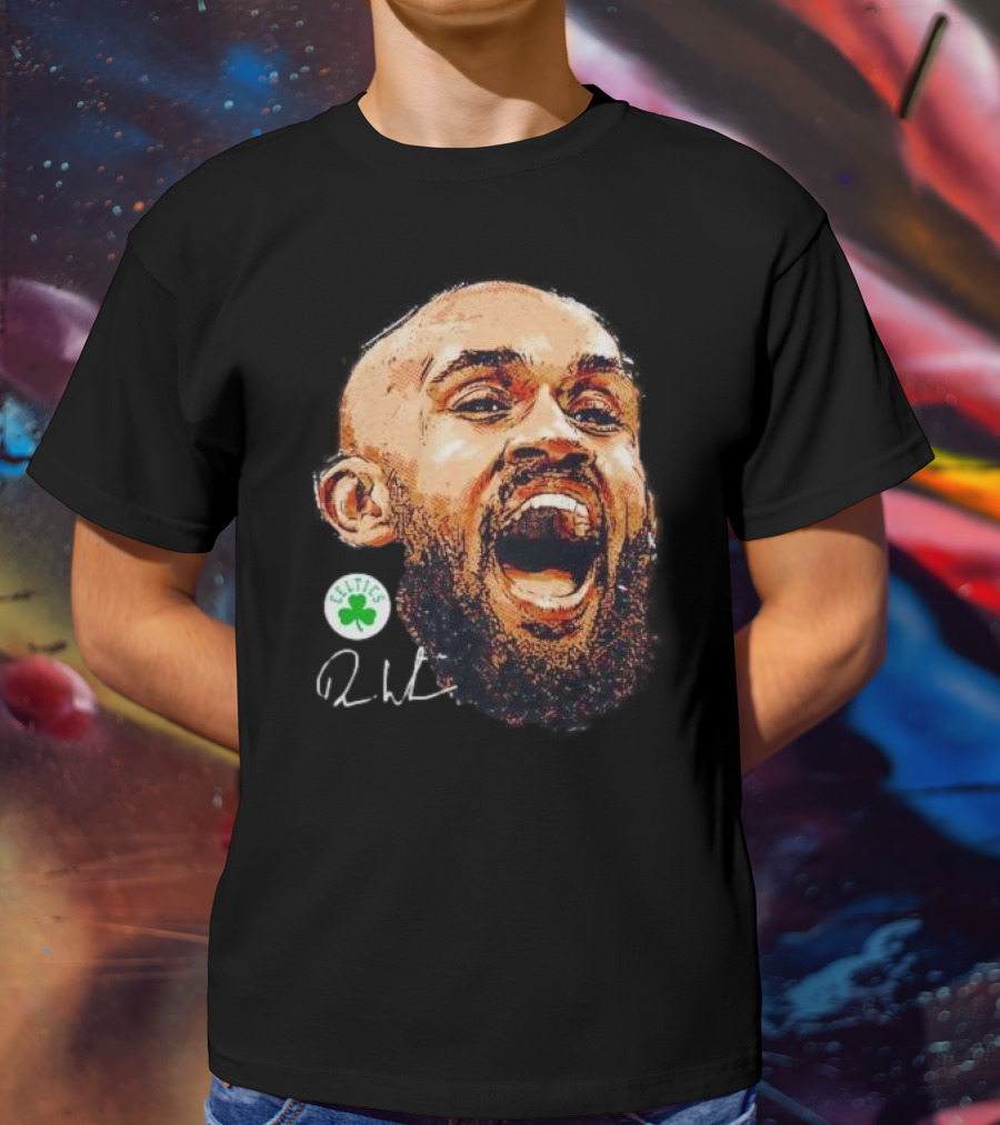 Derrick White Boston Celtics Portrait Signature T-Shirt