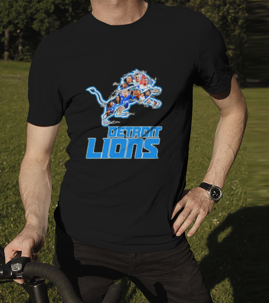Detroit Lions Photos Coach Dan Campbell And Players Signatures T-Shirt