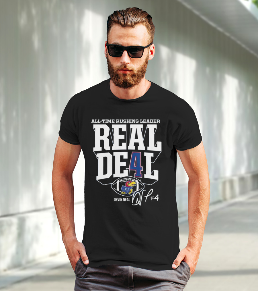 Devin Neal Jayhawks All-Time Rushing Leader Real Deal T-Shirt