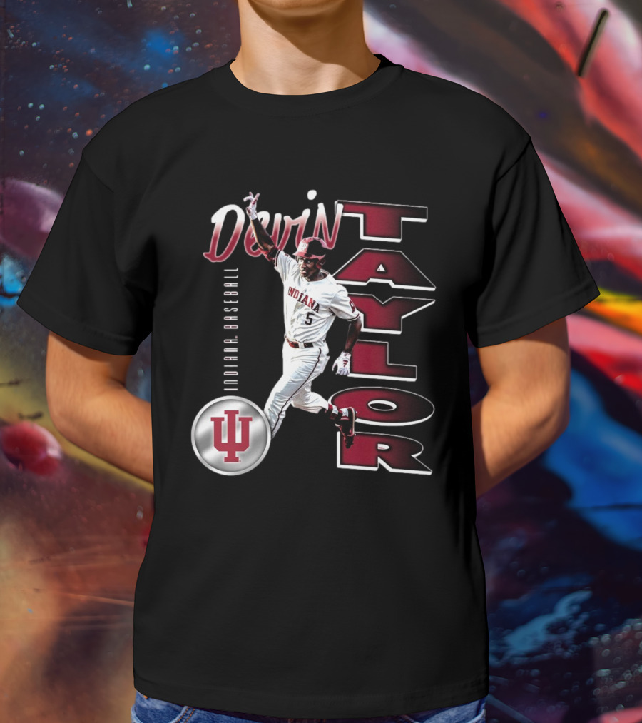 Devin Taylor Illustrated Indiana Hoosiers Baseball NCAA 2025 Graphic T-Shirt
