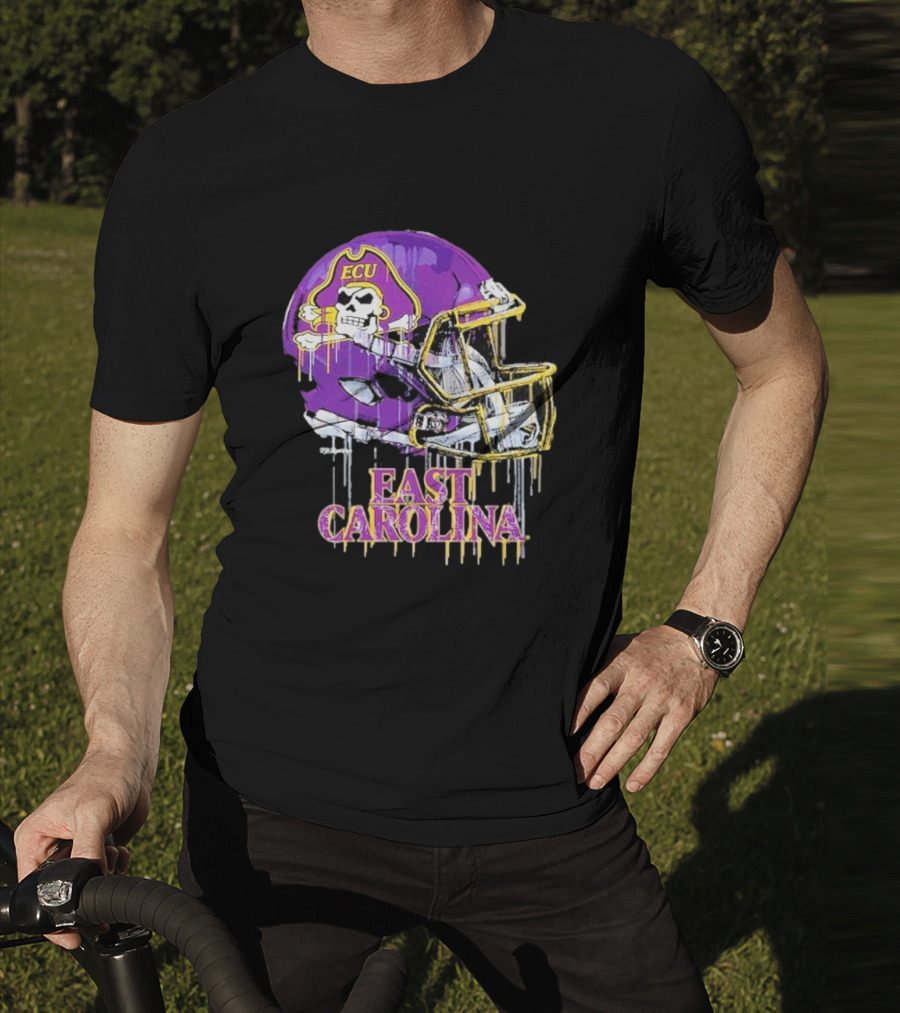 ECU Pirates Dripping Football Helmet T-Shirt