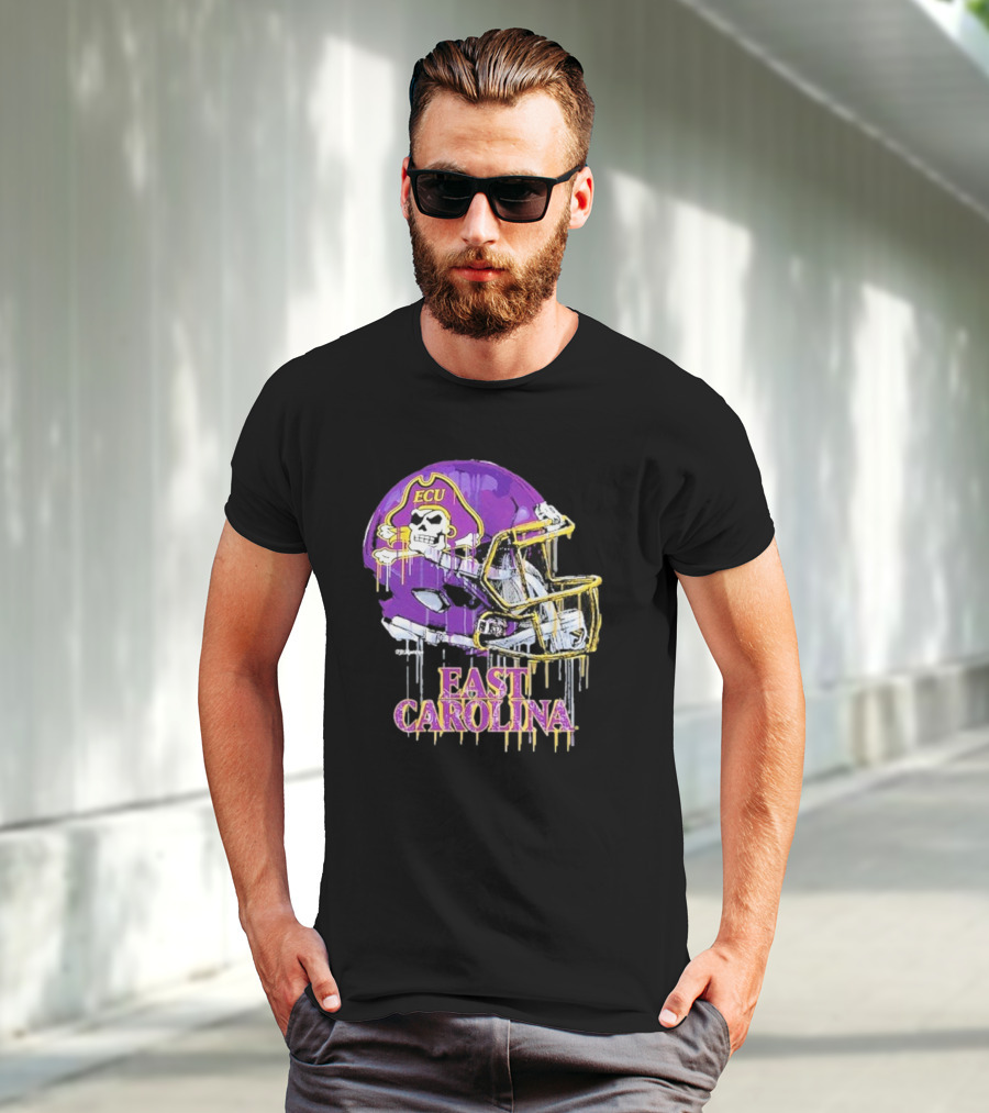 ECU Pirates Dripping Football Helmet T-Shirt