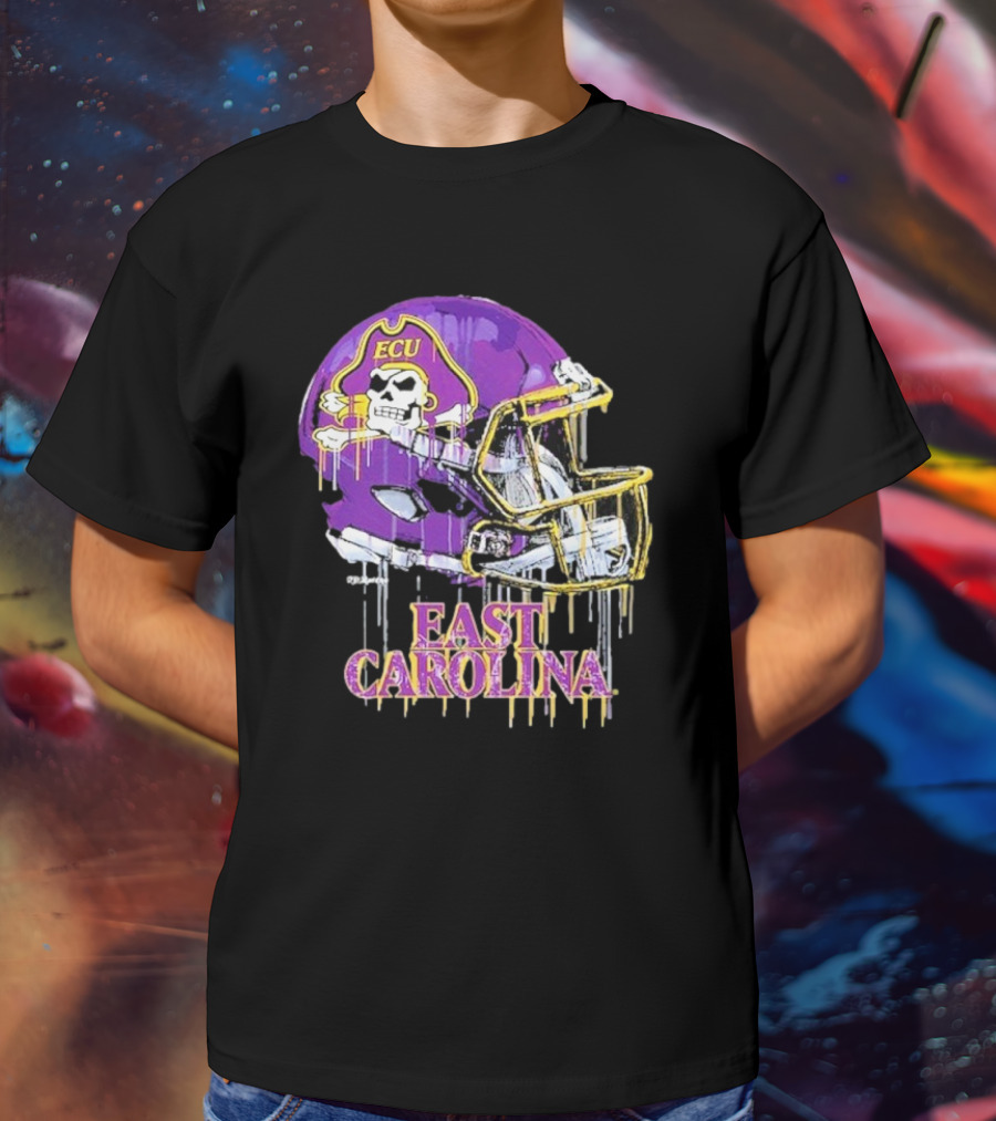 ECU Pirates Dripping Football Helmet T-Shirt