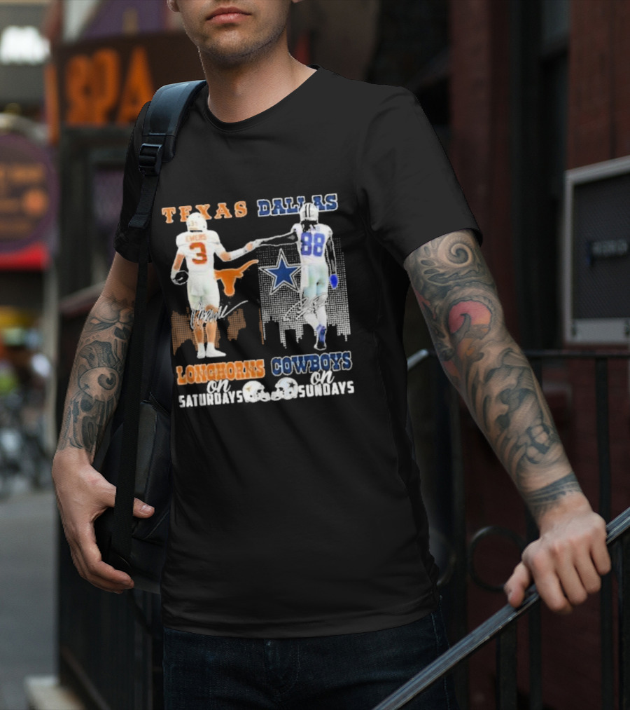 Ewers And Lamb Longhorns On Saturdays Cowboys On Sundays T-Shirt