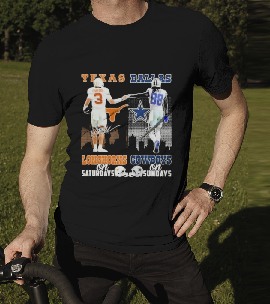 Ewers And Lamb Longhorns On Saturdays Cowboys On Sundays T-Shirt