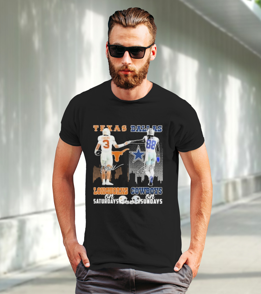 Ewers And Lamb Longhorns On Saturdays Cowboys On Sundays T-Shirt
