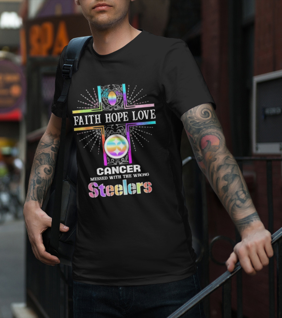 Faith Hope Love Cancer Messed With The Wrong Tampa Bay Buccaneers Pride T-Shirt