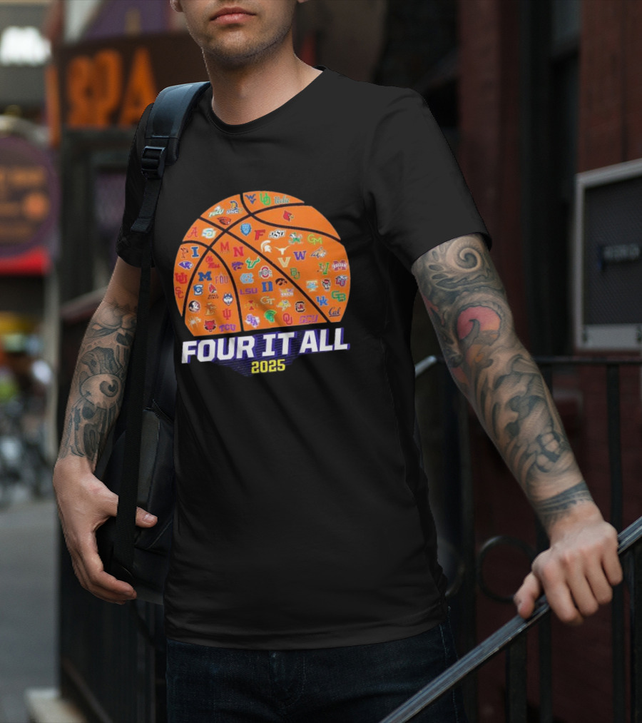 Four It All March Madness 2025 Women’s Basketball Logos T-Shirt