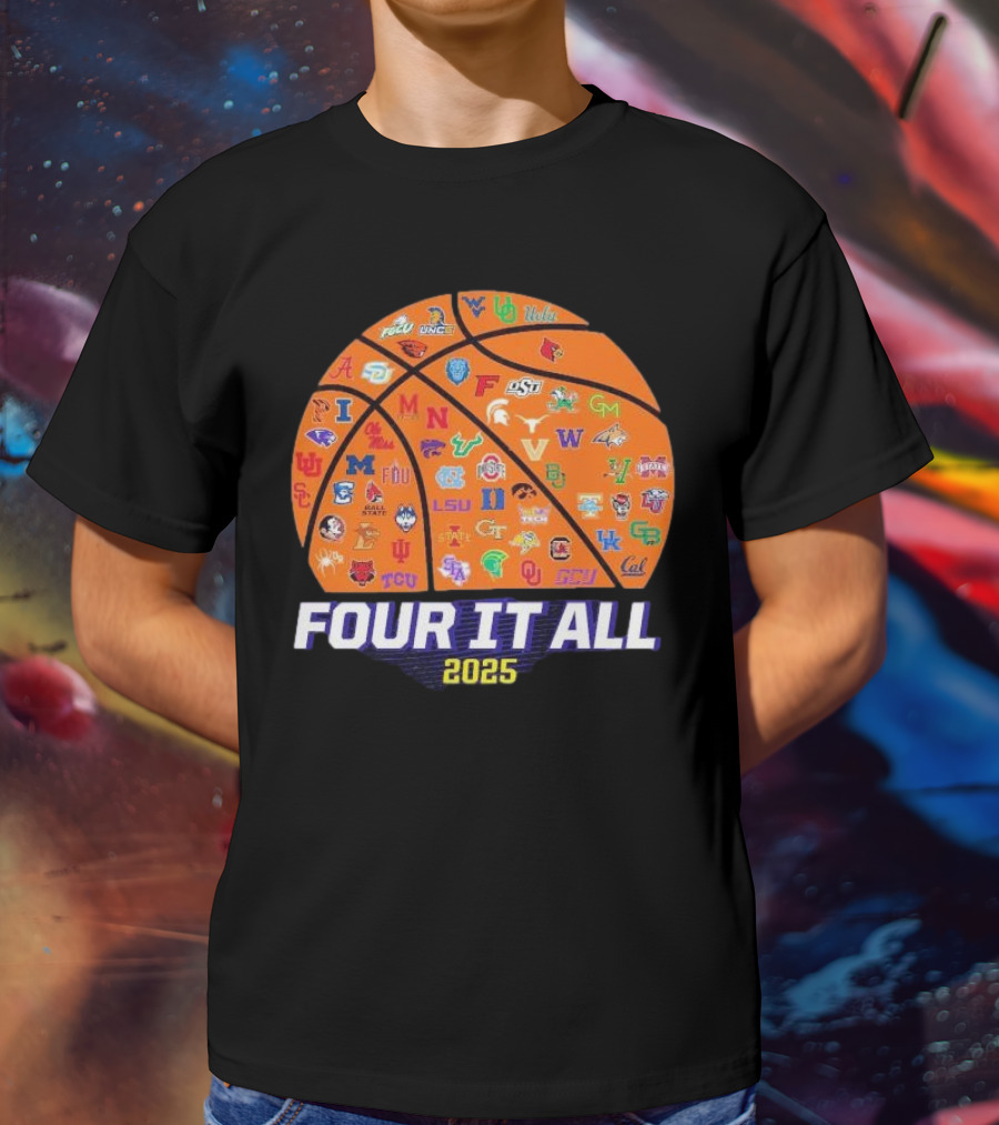Four It All March Madness 2025 Women’s Basketball Logos T-Shirt