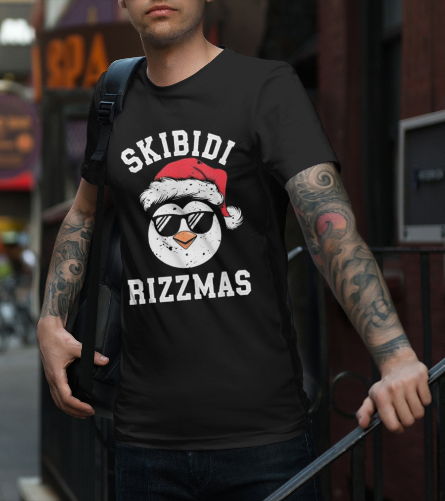 Funny Christmas Penguin Skibidi Rizzmas Merry Rizzmas T-Shirt