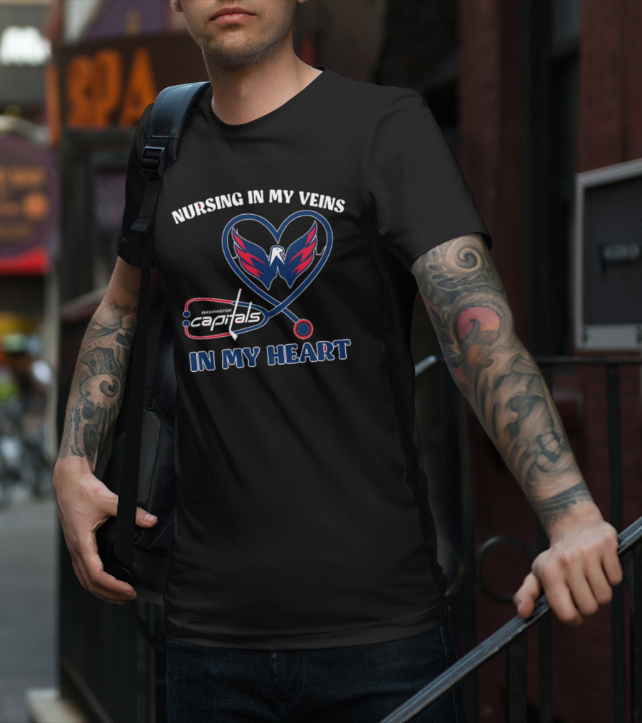 Funny Nursing In My Veins Washington Hockey In My Heart T-Shirt