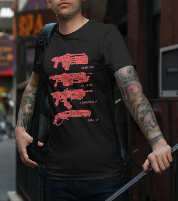 Gears Of War Boomshot Lancer Mk II Hammerburst Gnasher Weapon Stack T-Shirt
