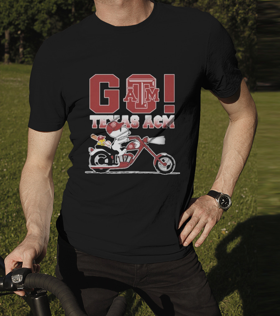Go Texas A&m Snoopy Motoby T-Shirt