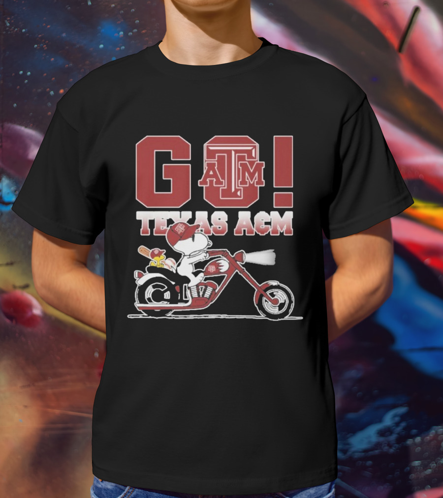 Go Texas A&m Snoopy Motoby T-Shirt