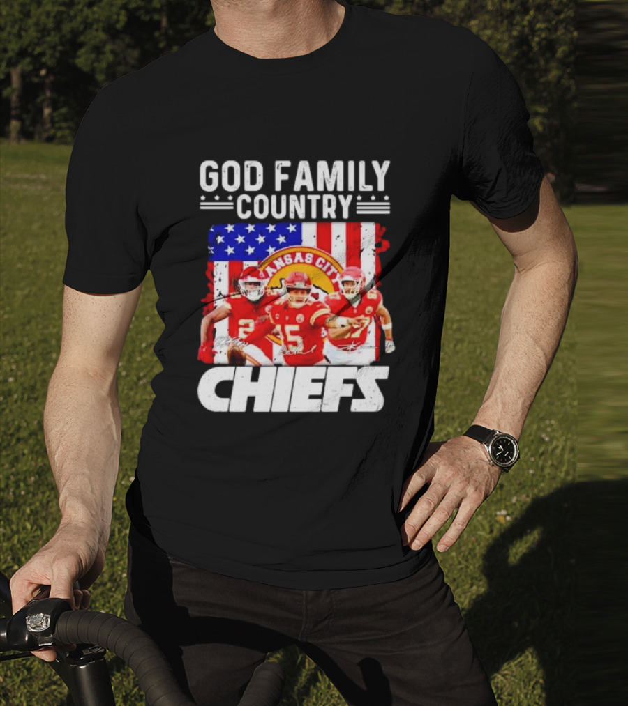 God Family Country Kansas City Chiefs Signatures T-Shirt