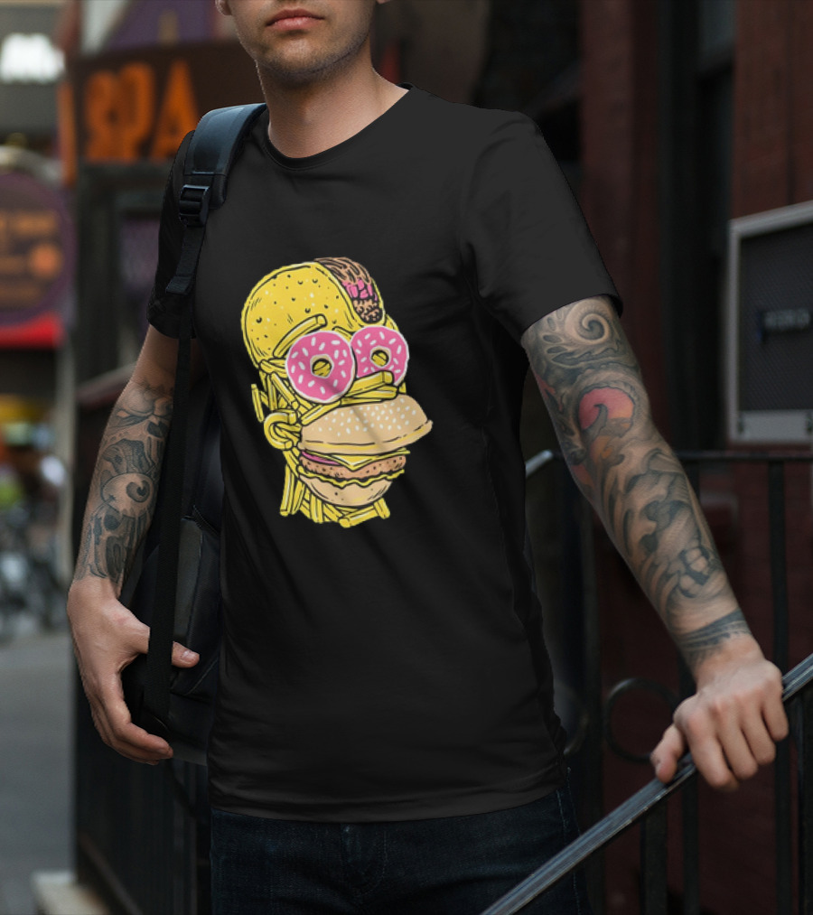 Homer Simpson And Junk Food Snack Head T-Shirt