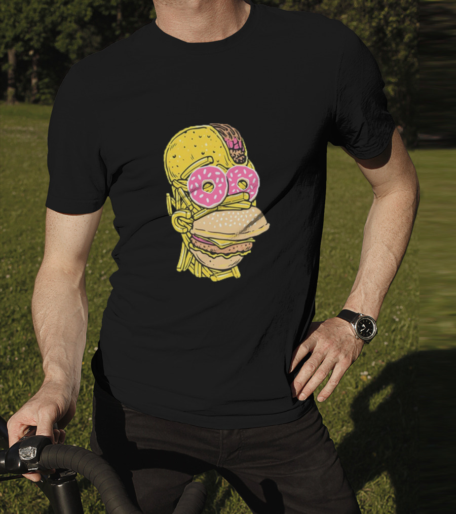 Homer Simpson And Junk Food Snack Head T-Shirt