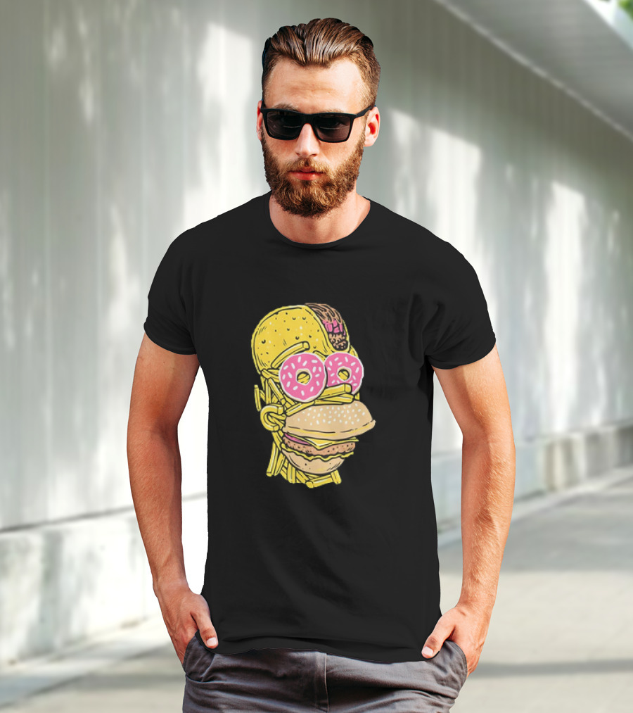 Homer Simpson And Junk Food Snack Head T-Shirt