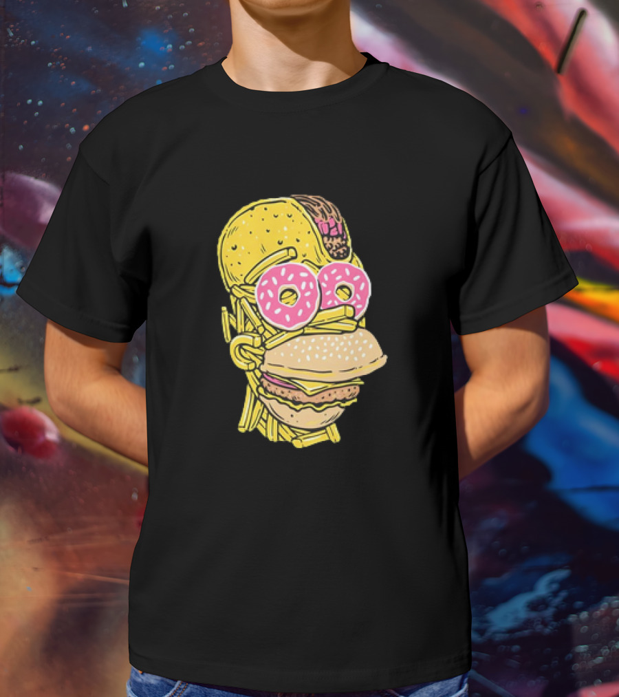 Homer Simpson And Junk Food Snack Head T-Shirt