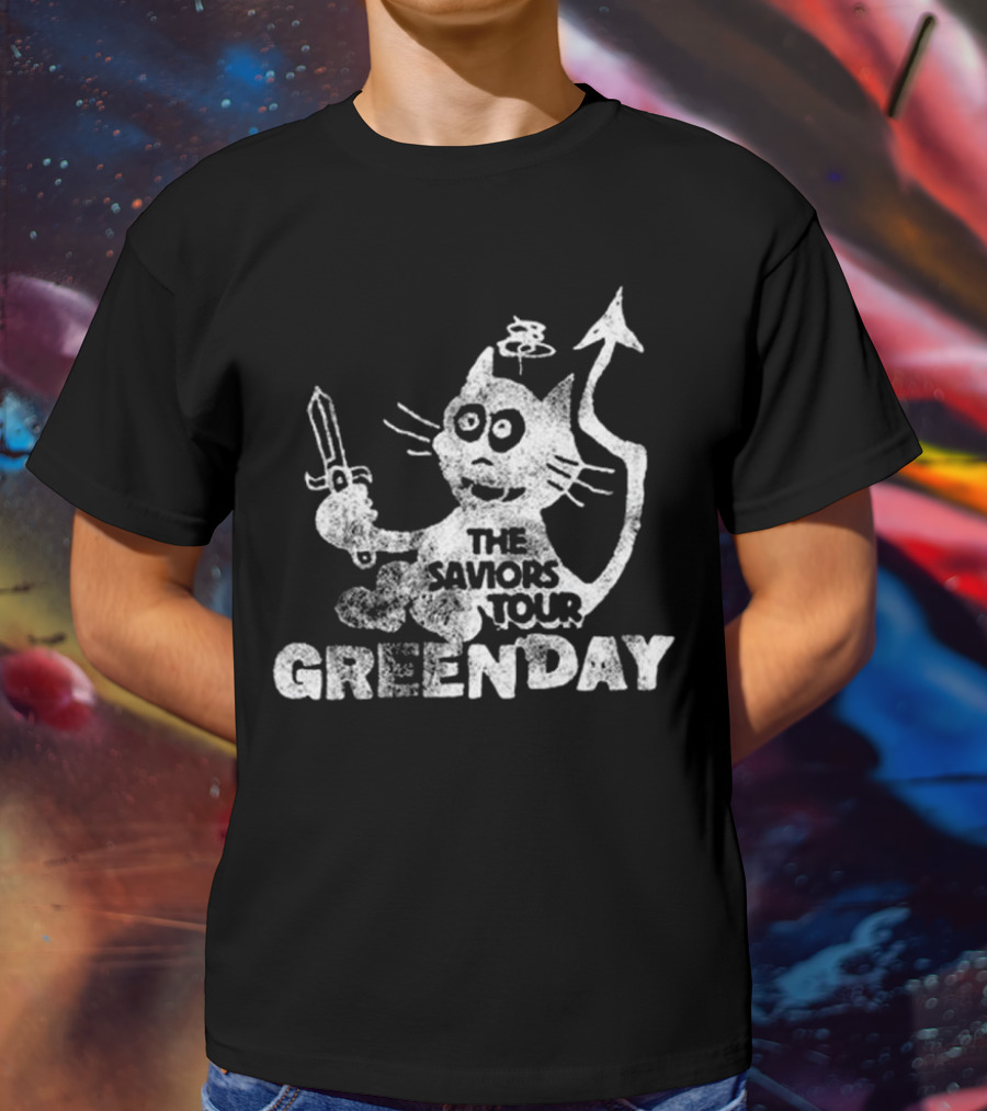 Green Day Cat And Sword T-Shirt