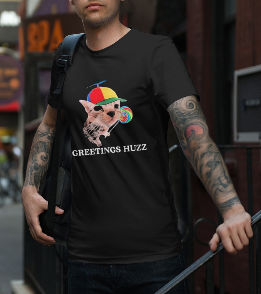 Greetings Huzz Gen Z Gen Alpha Slang Silly Cat Meme Toddler T-Shirt