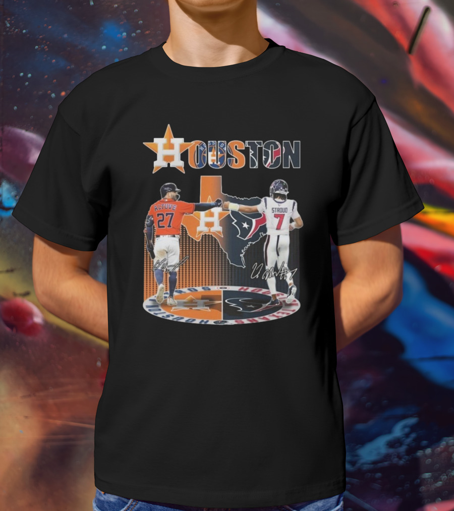 Houston Astros X Houston Texans Logo Signature 2025 T-Shirt