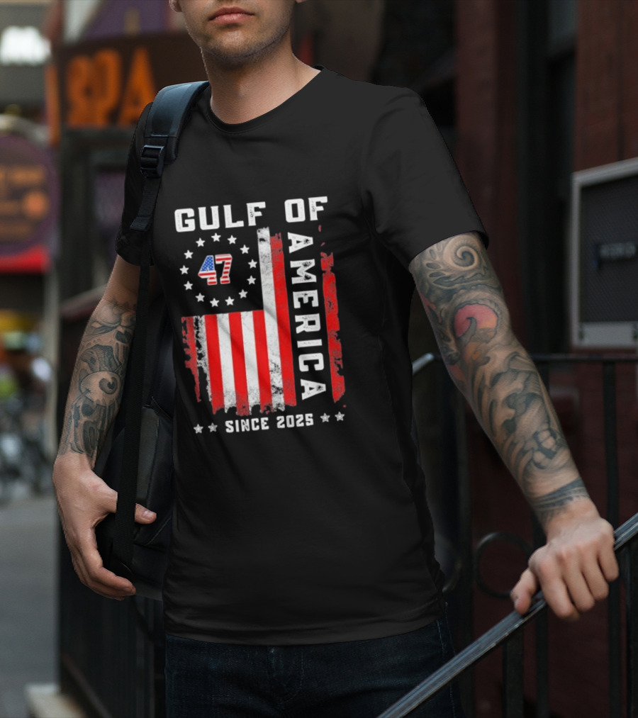 Gulf Of USA America Vintage USA Flag Grunged 2025 T-Shirt
