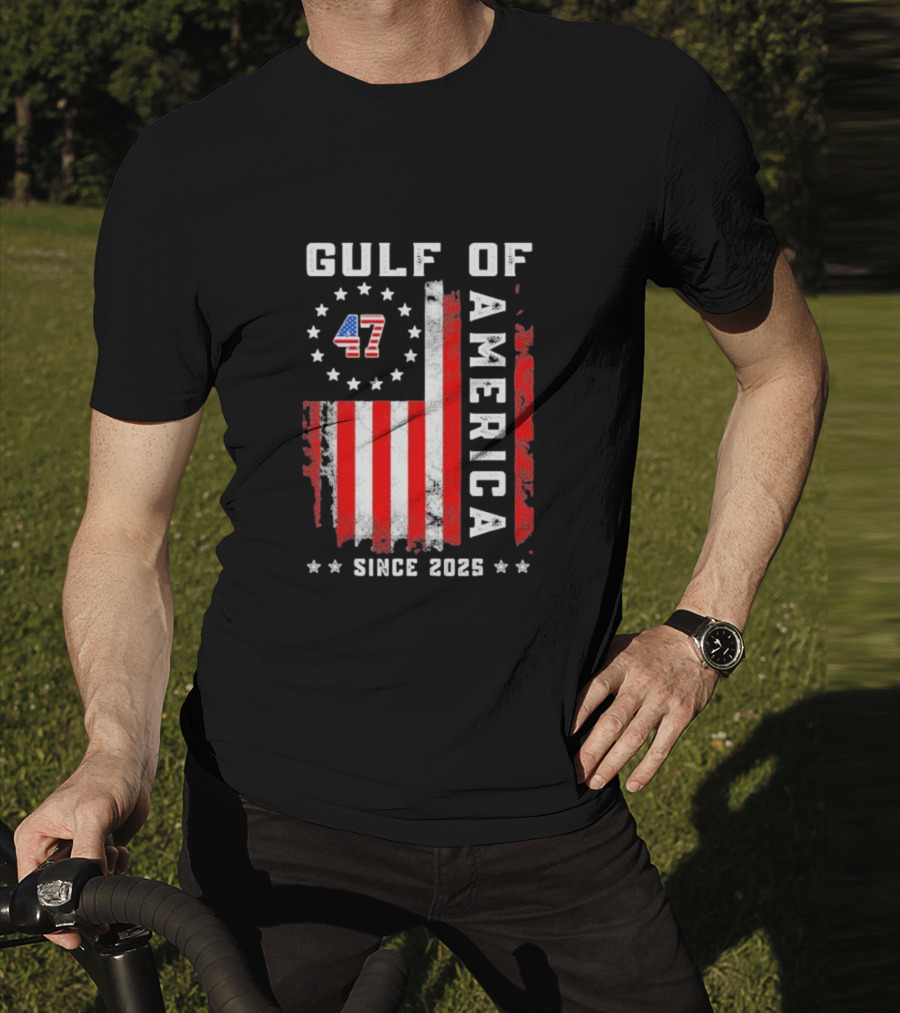 Gulf Of USA America Vintage USA Flag Grunged 2025 T-Shirt