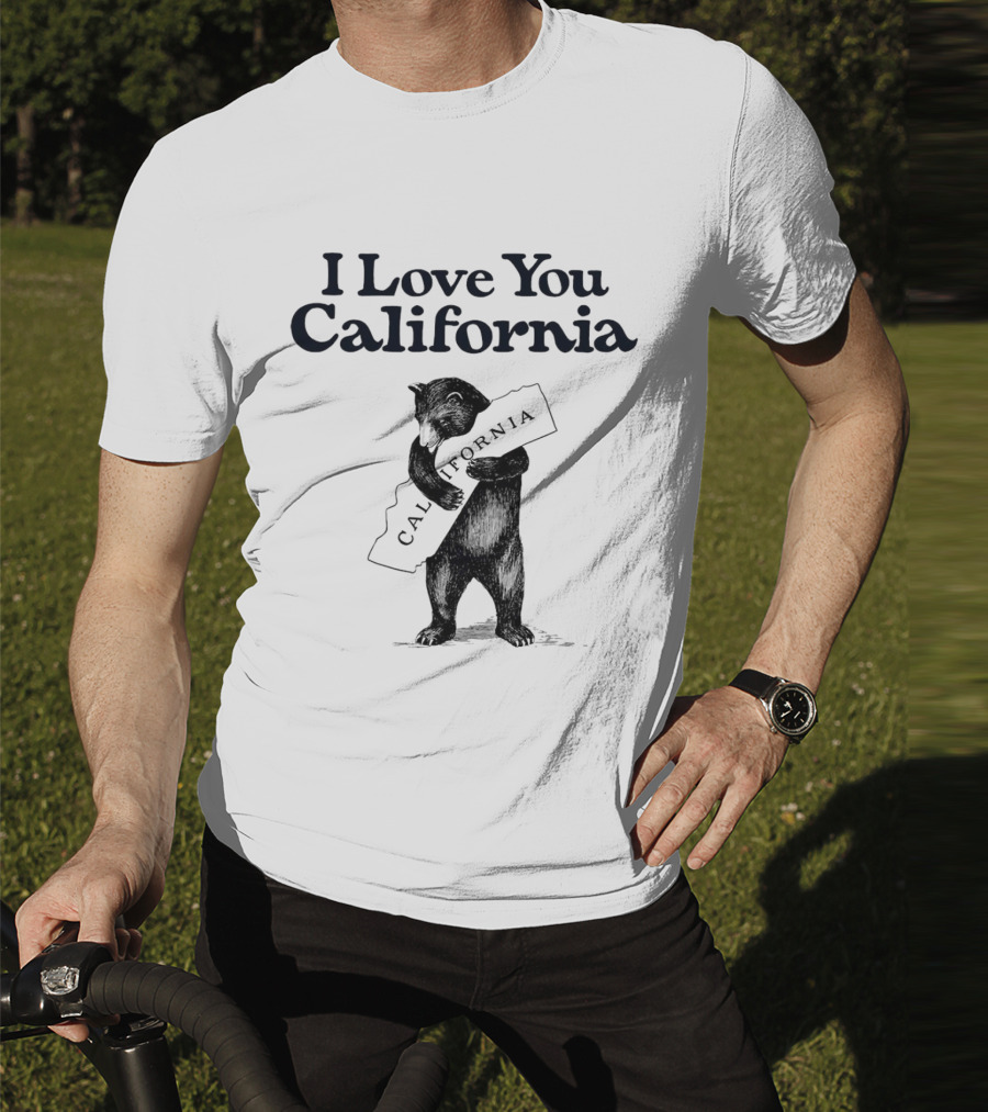 I Love You California Bear Hugging California Map T-Shirt