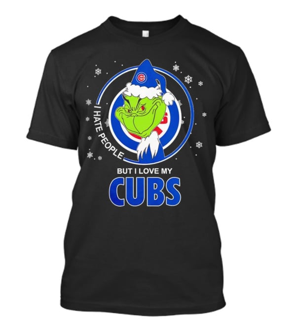 Christmas Grinch Santa I Hate People But I Love My Cubs T-Shirt