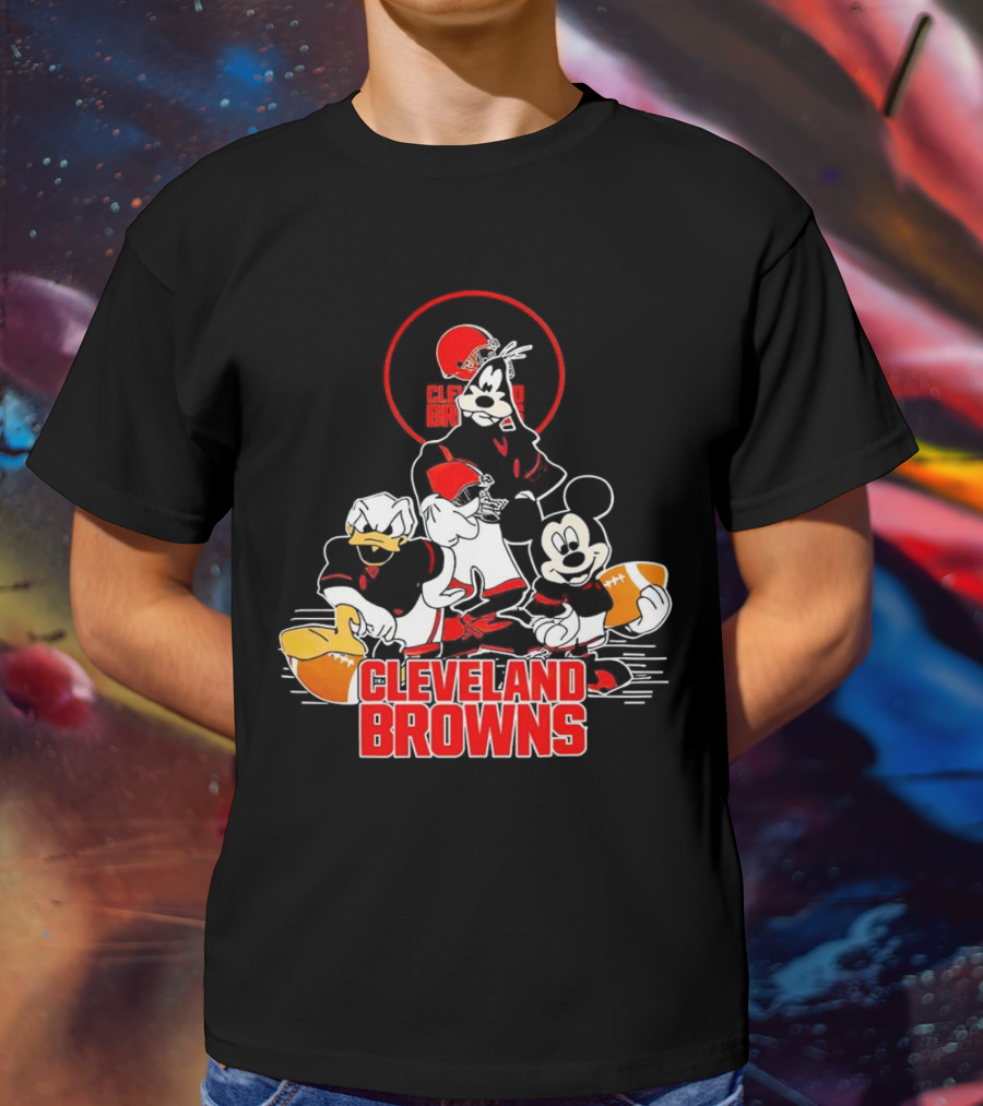 Cleveland Browns NFL Mickey Mouse Donald Duck Goofy Football Team T-Shirt