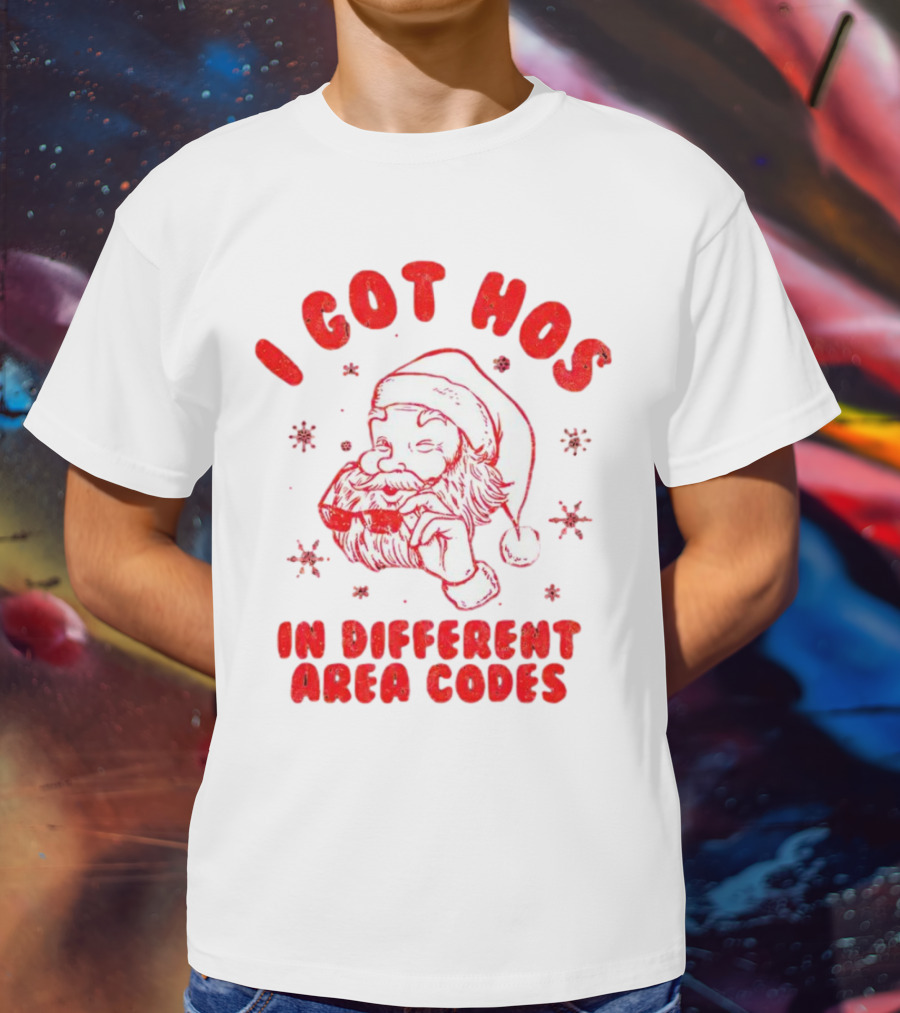 I Got Hos In Different Area Codes Santa Claus Sunglasses Snowflakes T-Shirt