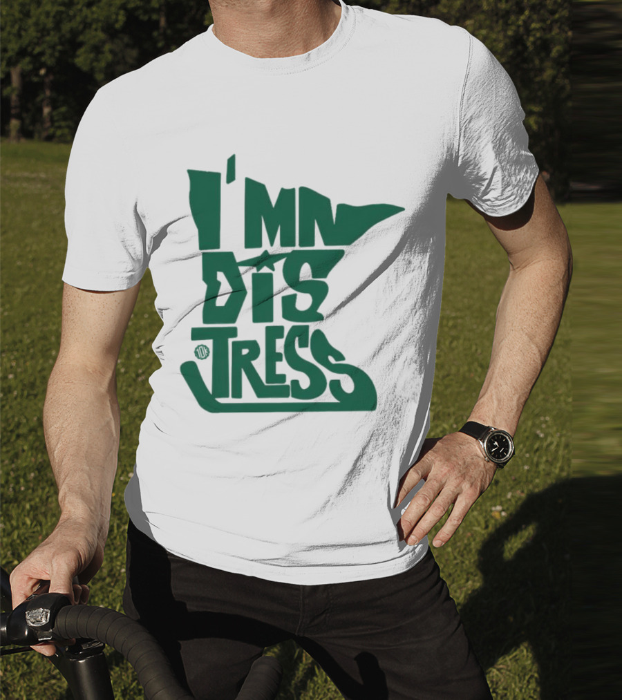 I MN Dis Tress Minnesota Silhouette And Hockey Stick T-Shirt