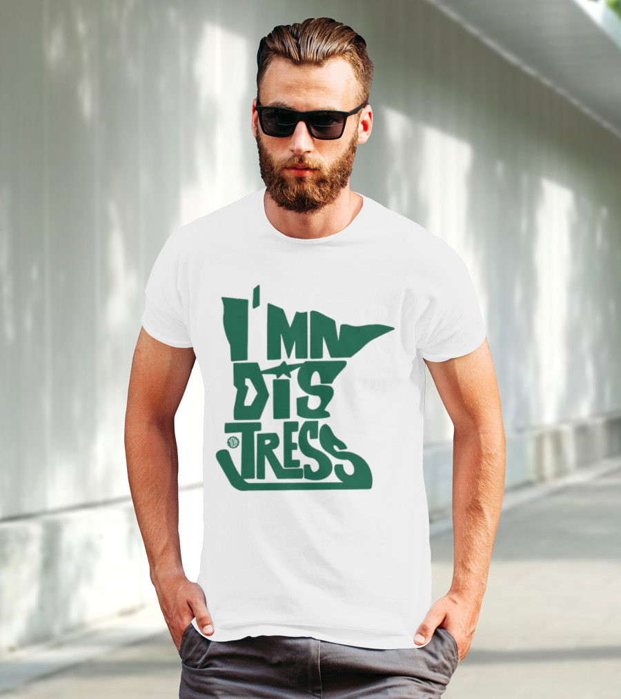 I MN Dis Tress Minnesota Silhouette And Hockey Stick T-Shirt