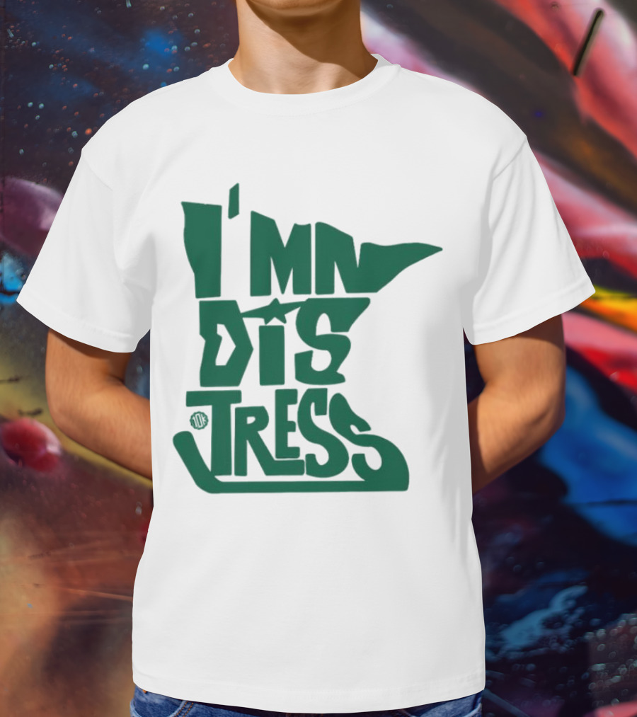 I MN Dis Tress Minnesota Silhouette And Hockey Stick T-Shirt