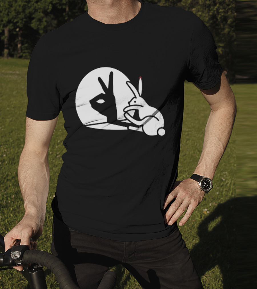 Rabbit Hand Shadow Peace Gesture Optical Illusion T-Shirt