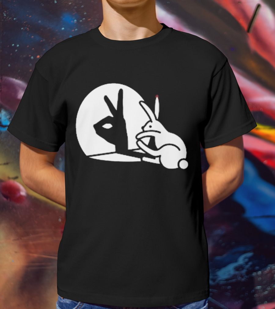 Rabbit Hand Shadow Peace Gesture Optical Illusion T-Shirt