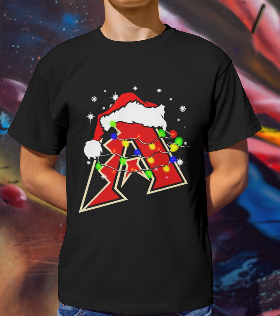 Santa Hat Arizona Diamondbacks Christmas Lights T-Shirt